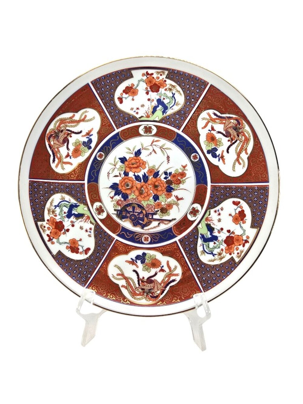 Japanese Imari Plate Fukagawa Porcelain Decorative Design Floral & Phoenix JE298